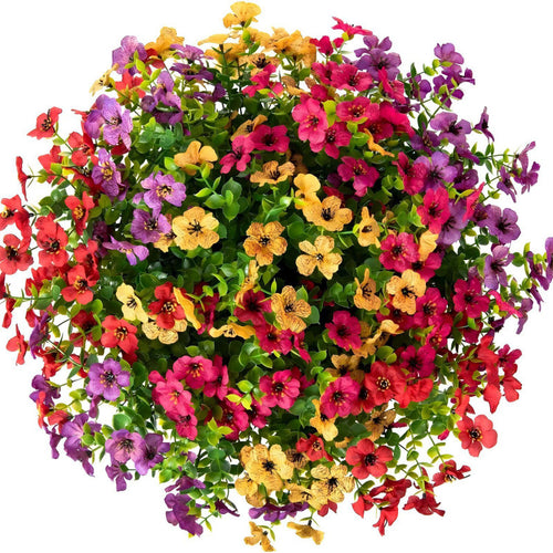 Artificial 7-fork eucalyptus violet imitation flower outdoor anti-UV decoration imitation bouquet restaurant table ornaments DIY flower arrangement crafts large quantity and good price